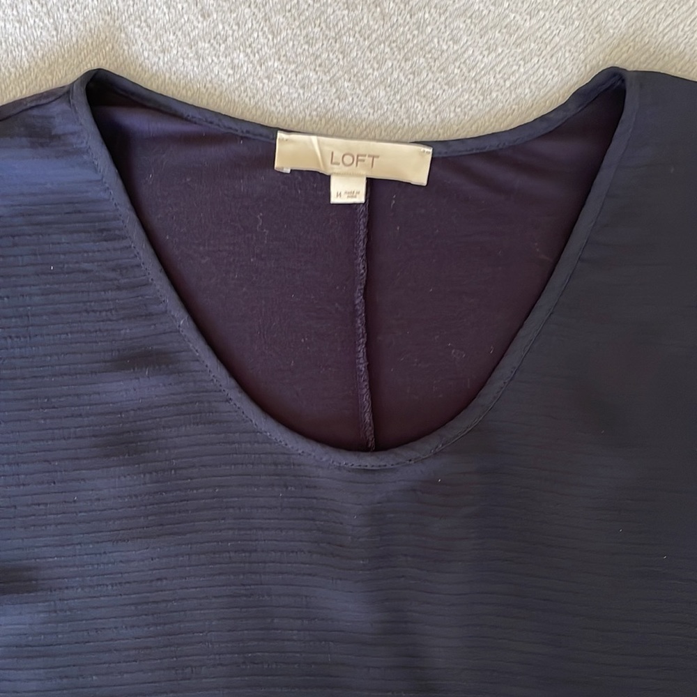 Loft Mixed Media Navy Blouse - Picture 8 of 13